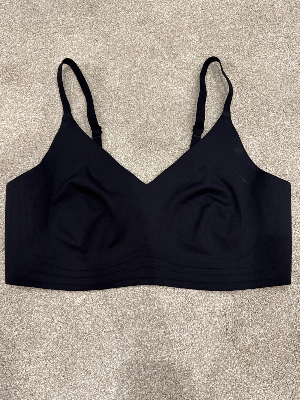 Seamless Lingerie Second Skin Scoop Bra XXL Black Wireless Pullover EUC